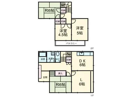 名鉄三河線 土橋駅(愛知) 徒歩19分 2階建 築40年(5DK)の間取り写真