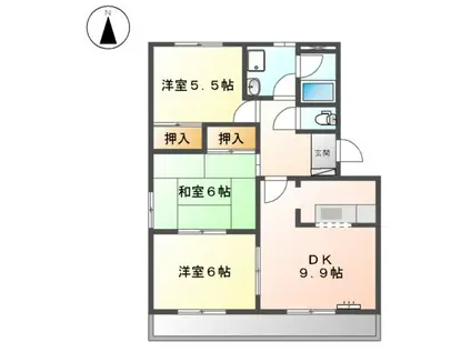 エクセレント上小田井(3DK/3階)の間取り写真