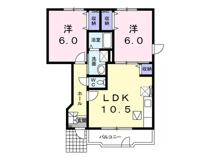 プリムヴェール(2LDK/1階)の間取り写真