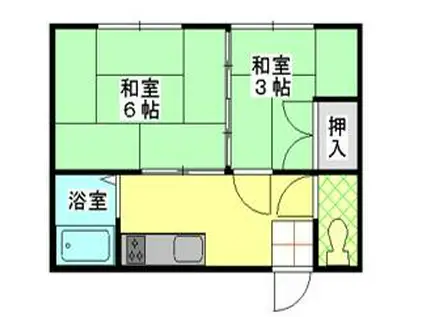 ひまわり荘(2K/1階)の間取り写真