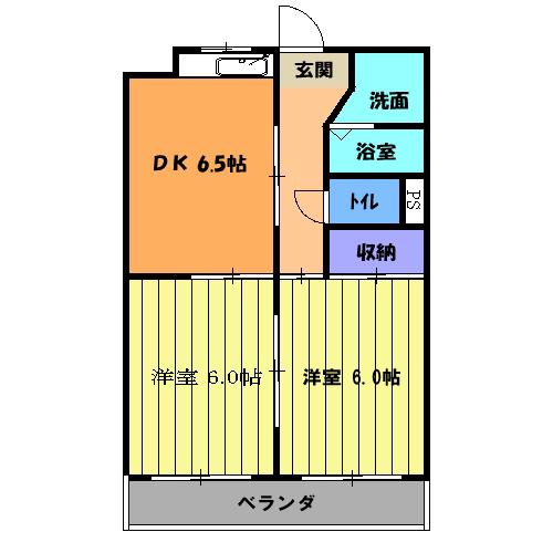 サザン挙母(2DK/1階)の間取り写真