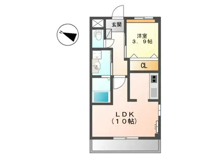 花水木Ⅱ(1LDK/2階)の間取り写真