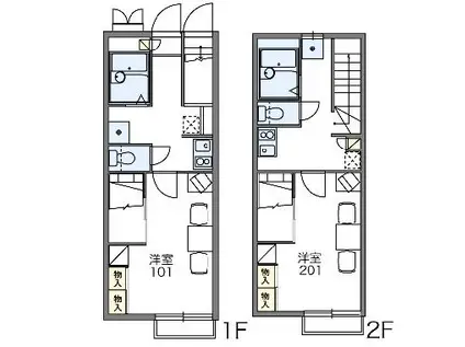 レオパレスフルールⅠ(1K/2階)の間取り写真