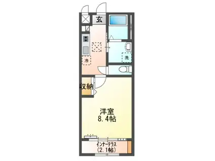 プレシャスワン翔(1K/1階)の間取り写真