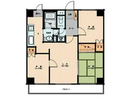 ベルレージュ結城(3LDK/9階)の間取り写真
