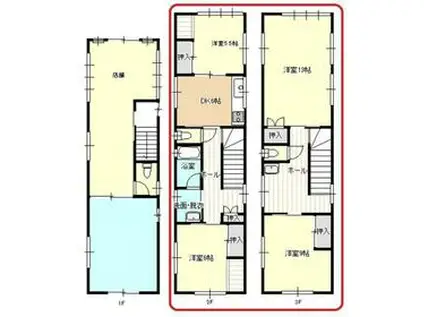 静岡県浜松市中央区 3階建 築30年(4DK)の間取り写真