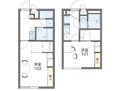 レオパレス豊岡(1K/1階)の間取り写真