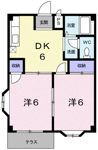 エクセリッチK-Ⅱ(2DK/1階)の間取り写真