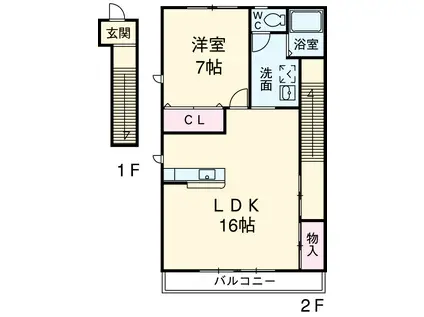 スタットアンクムB(1LDK/2階)の間取り写真