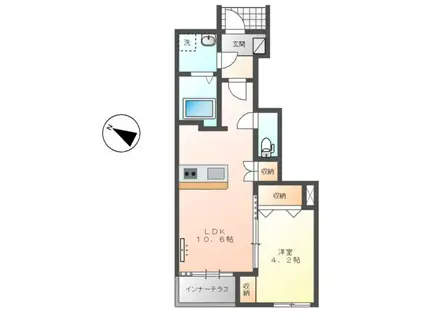 サンローズⅡ(1LDK/1階)の間取り写真