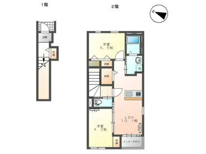 サンローズⅡ(2LDK/2階)の間取り写真