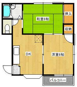 ホーマット金町Ⅰ(2DK/2階)の間取り写真