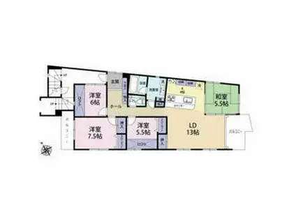 オレンジハイム(4LDK/2階)の間取り写真