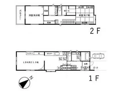 東急東横線 祐天寺駅 徒歩4分 2階建 築10年(2LDK)の間取り写真