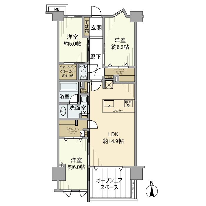 ヴェレーナシティ鎌倉深沢(3LDK/7階)の間取り写真