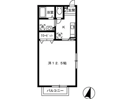 リースランド富士見5B(1K/1階)の間取り写真