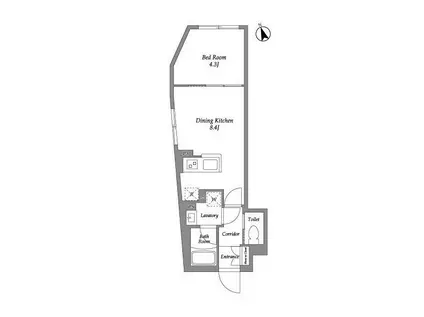 グローリオシェルト四谷坂町(1LDK/2階)の間取り写真
