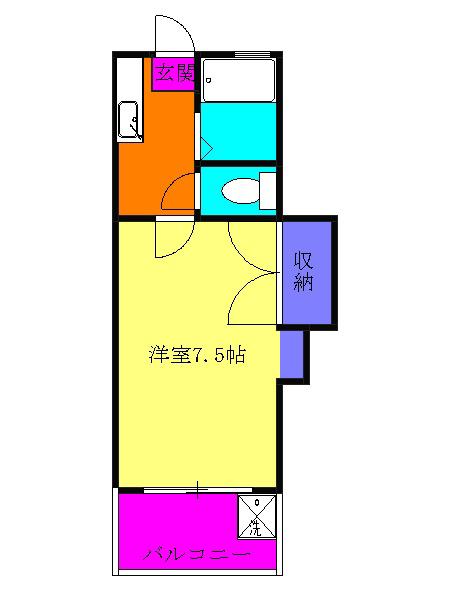 安田ハイツ(1K/2階)の間取り写真