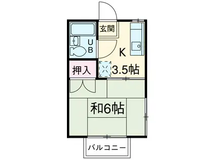 サンクレール華(1K/2階)の間取り写真