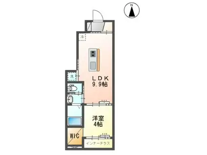 カルテット元今泉Ⅱ(1LDK/1階)の間取り写真