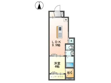 カルテット元今泉Ⅱ(1LDK/1階)の間取り写真