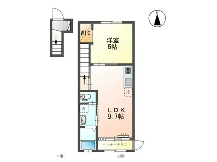 カルテット元今泉Ⅱ(1LDK/2階)の間取り写真