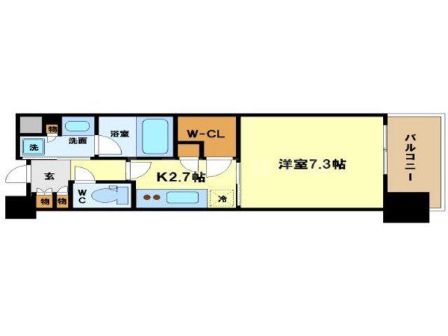 パークアクシス うつぼ公園(1K/14階)の間取り写真