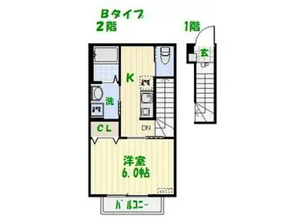 N.FORTEⅠ(1K/2階)の間取り写真