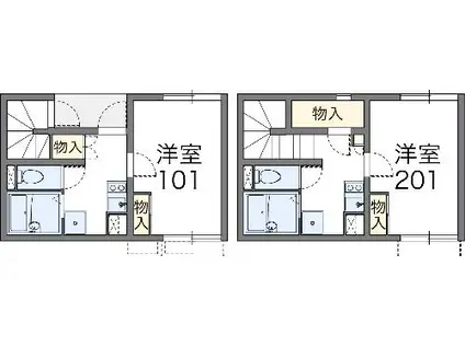 レオネクスト本牧満坂Ⅱ(1K/2階)の間取り写真