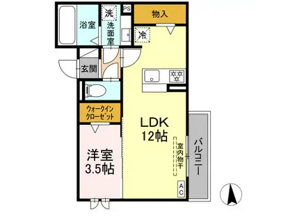 レセンテさくらⅡ(1LDK/2階)の間取り写真