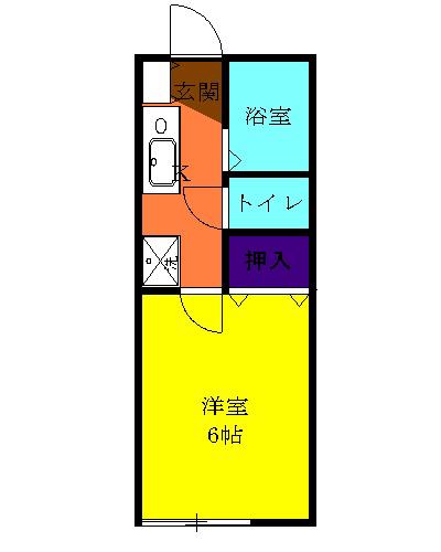 ハイツ島野(1K/1階)の間取り写真