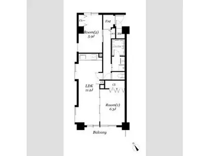 ROSE TOWER 元今泉(2LDK/2階)の間取り写真
