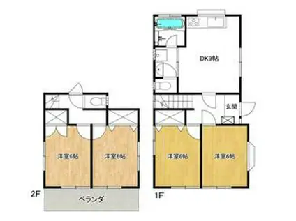 東武伊勢崎・大師線 一ノ割駅 徒歩13分 2階建 築37年(4DK)の間取り写真