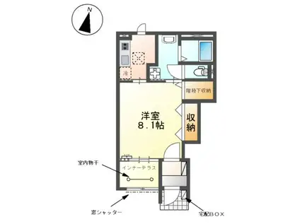 オリオン(1K/1階)の間取り写真