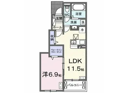 リーフⅡ(1LDK/1階)の間取り写真