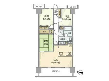 ラフィーネハイツ(3LDK/3階)の間取り写真