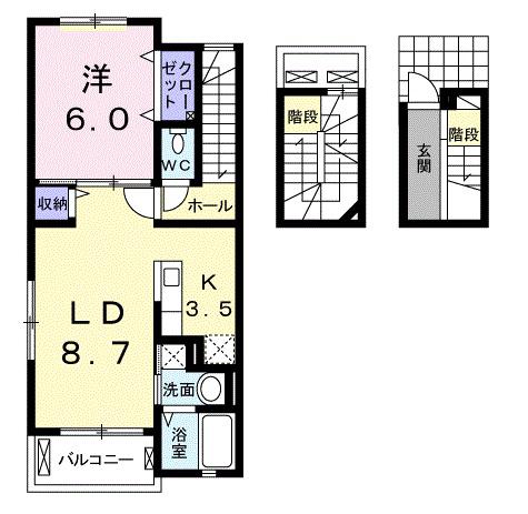 クラージ Ⅱ(1LDK/3階)の間取り写真