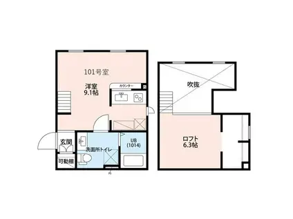 プリマ ラウレアⅢ(ワンルーム/1階)の間取り写真