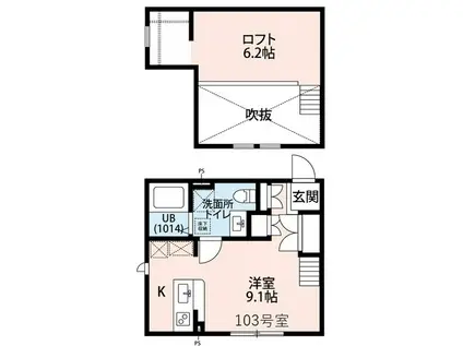 プリマ ラウレアⅢ(ワンルーム/1階)の間取り写真