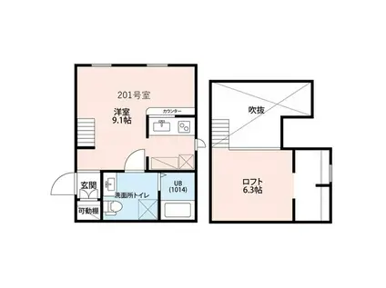 プリマ ラウレアⅢ(ワンルーム/2階)の間取り写真