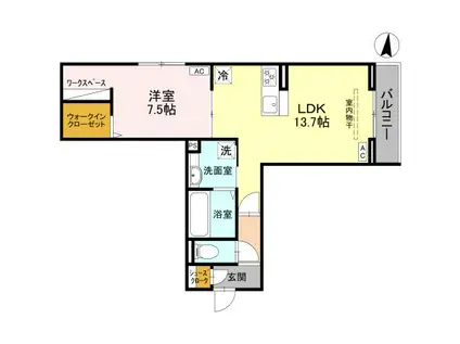 レイクタウン2丁目PJ Ⅲ(1LDK/3階)の間取り写真