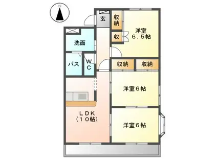 ヴァンヴェール五明 B(3LDK/2階)の間取り写真