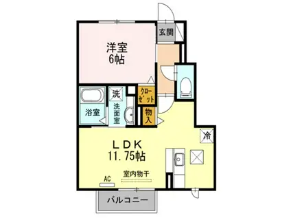 リヴェール(1LDK/2階)の間取り写真