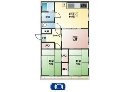 西武鉄道多摩川線 武蔵境駅 徒歩15分 2階建 築36年(3LDK)の間取り写真