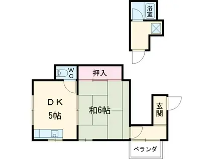 白菊荘(1DK/2階)の間取り写真