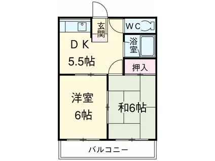 サンベルマンション(2DK/3階)の間取り写真