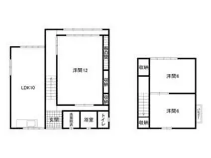 名鉄広見線 富岡前駅 徒歩10分 2階建 築55年(3LDK)の間取り写真