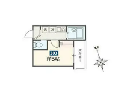 MELDIA南浦和Ⅳ(1K/3階)の間取り写真