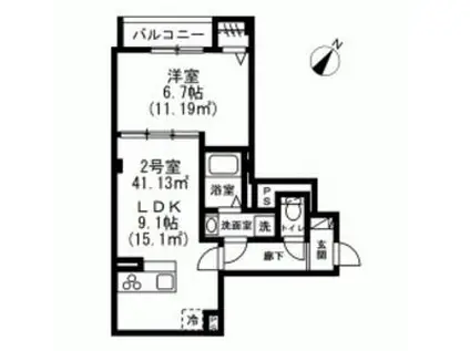 カーサスミレ トレス(1LDK/2階)の間取り写真