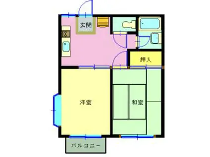 ファミーユカミサト(2DK/1階)の間取り写真